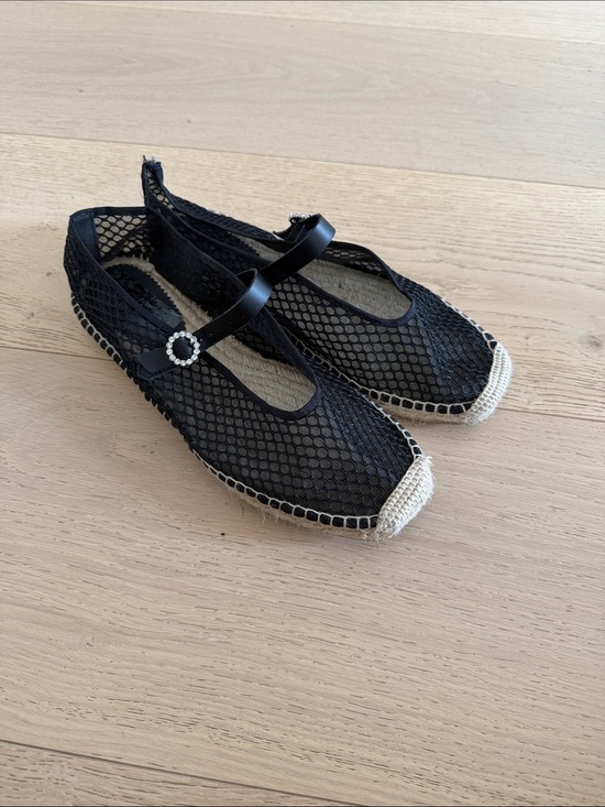 J. Crew Shoes - J. Crew Black Mesh Mary Jane Espadrilles with Cream Toe Cap